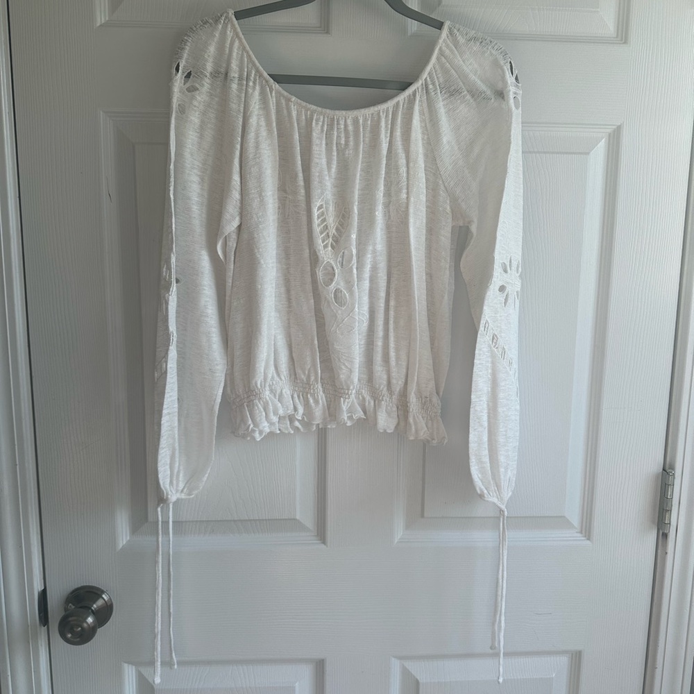 Free People White Boho Cut Out Women's Top